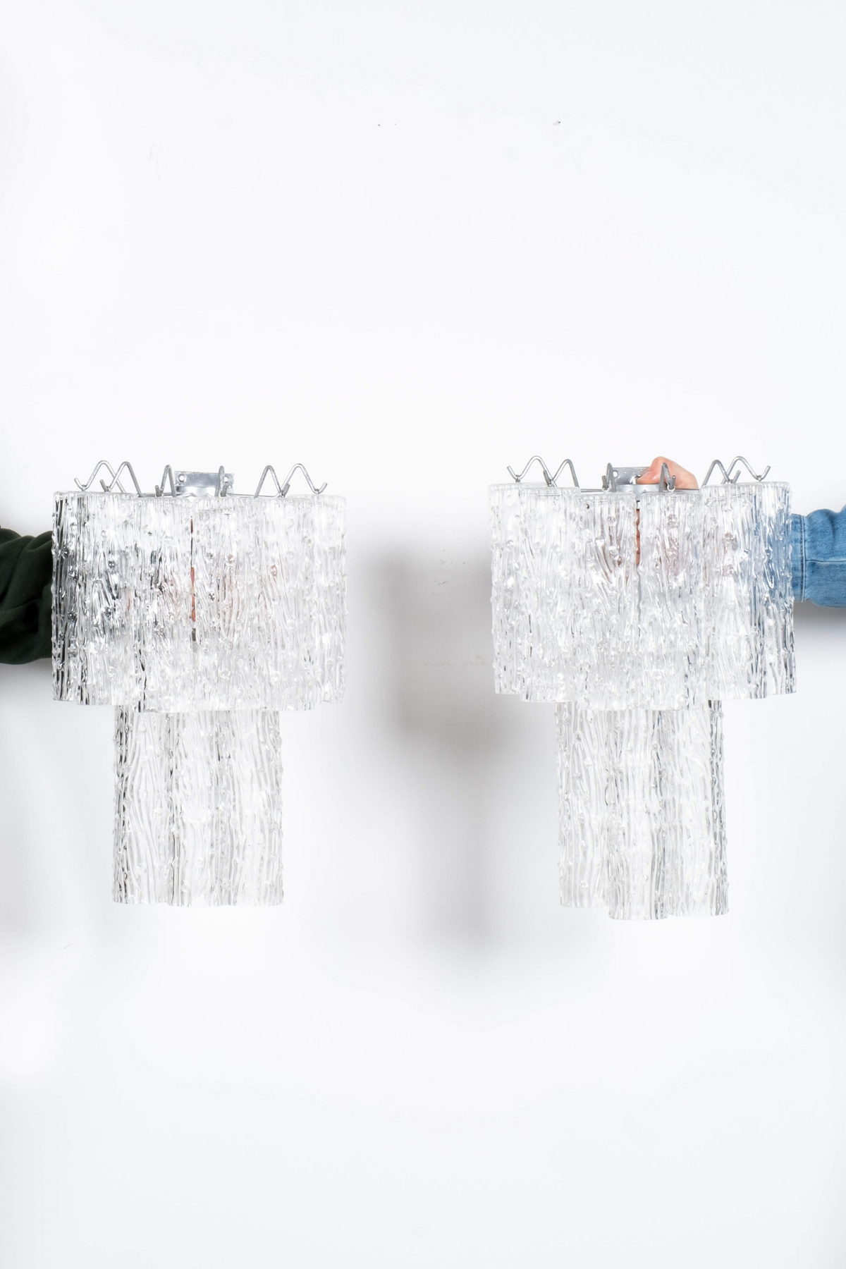 2-Tiered 'Faux Boix' Murano Glass Sconces