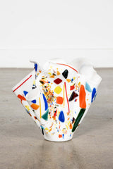 80s White Glass Handkerchief Vase