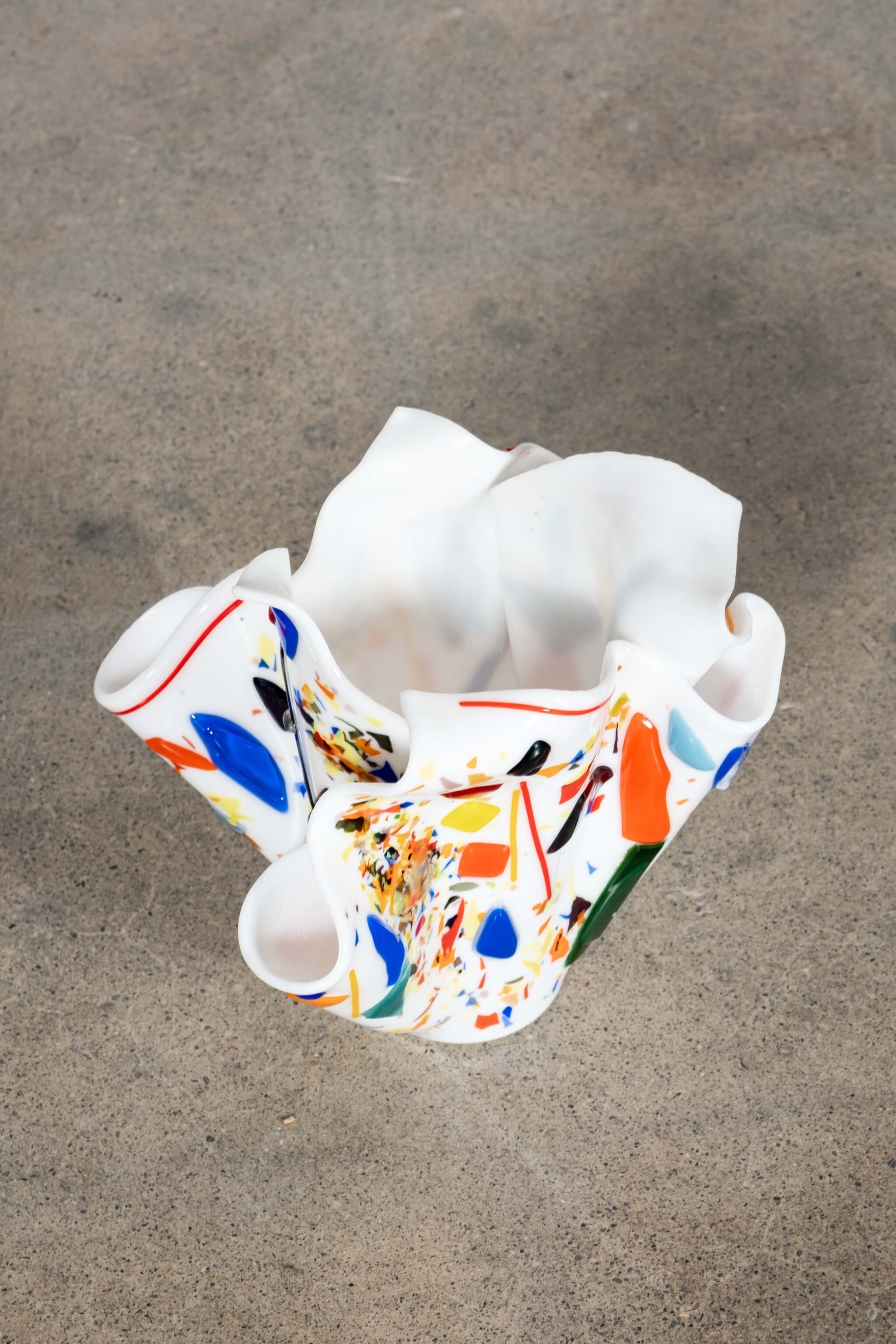 80s White Glass Handkerchief Vase