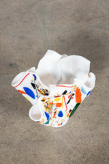 80s White Glass Handkerchief Vase