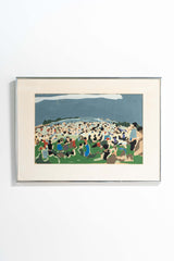 Abstract Beach Painting, framed