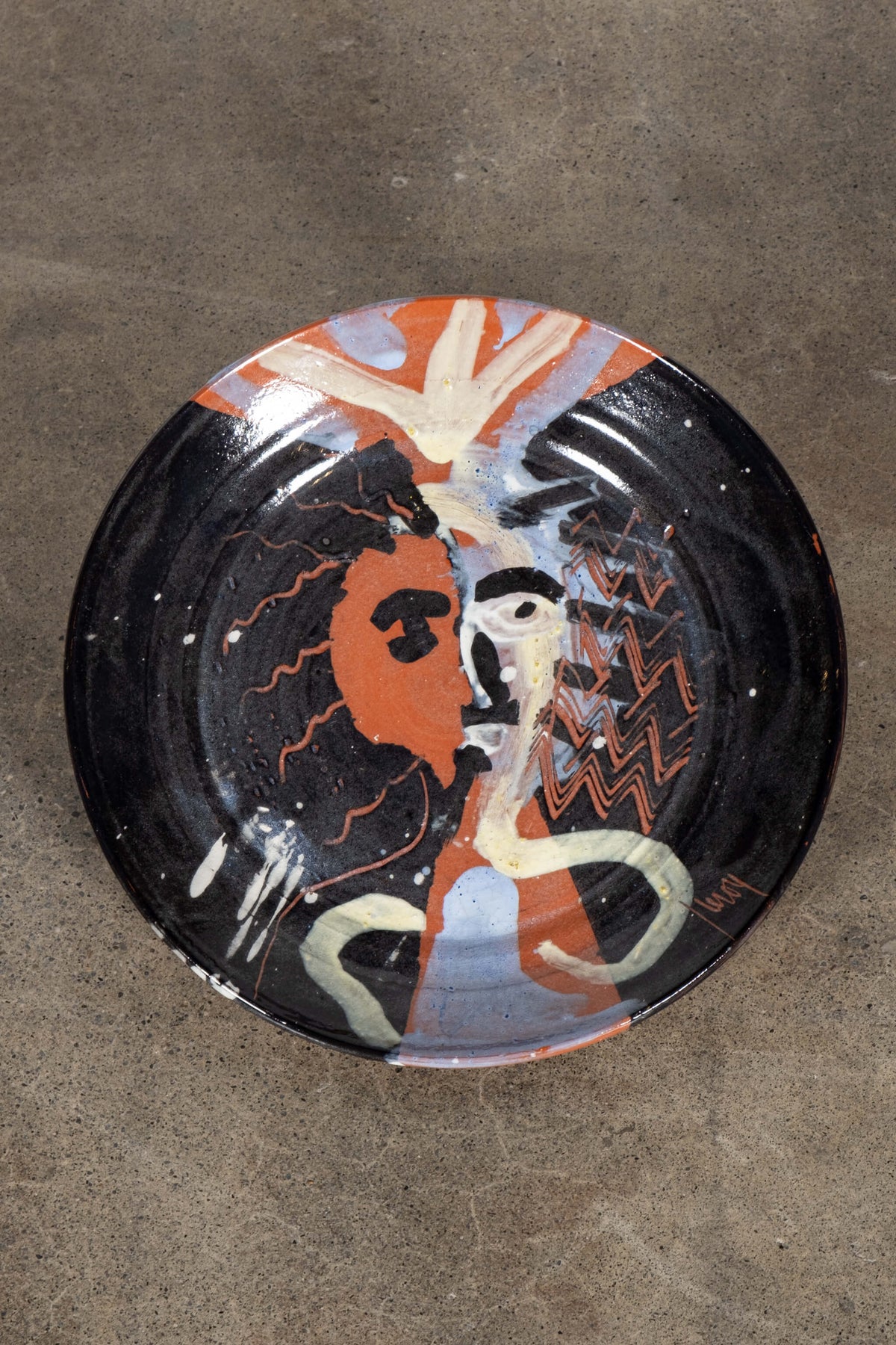 Abstract Painted Ceramic Plate