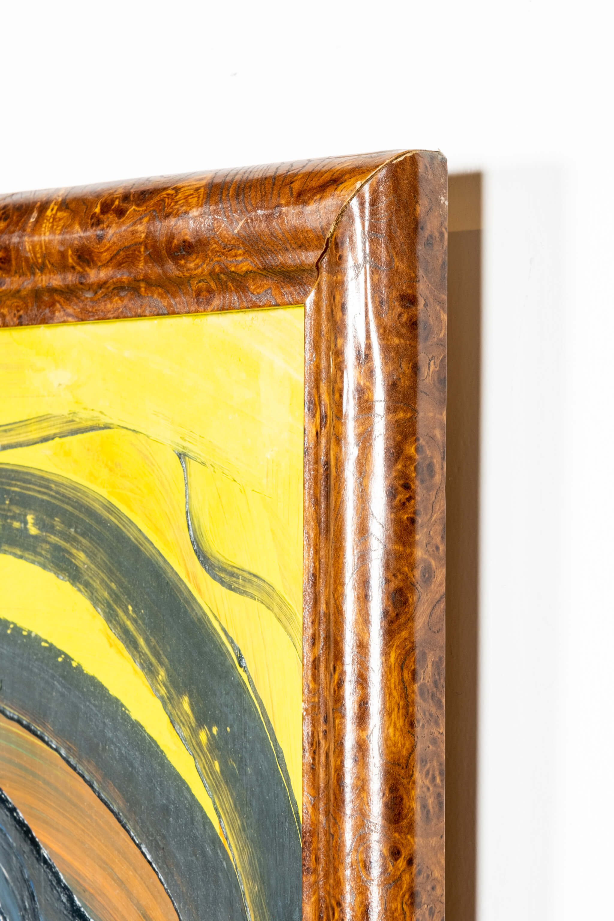 Abstract Portrait in Primaries, Burled Wood Frame