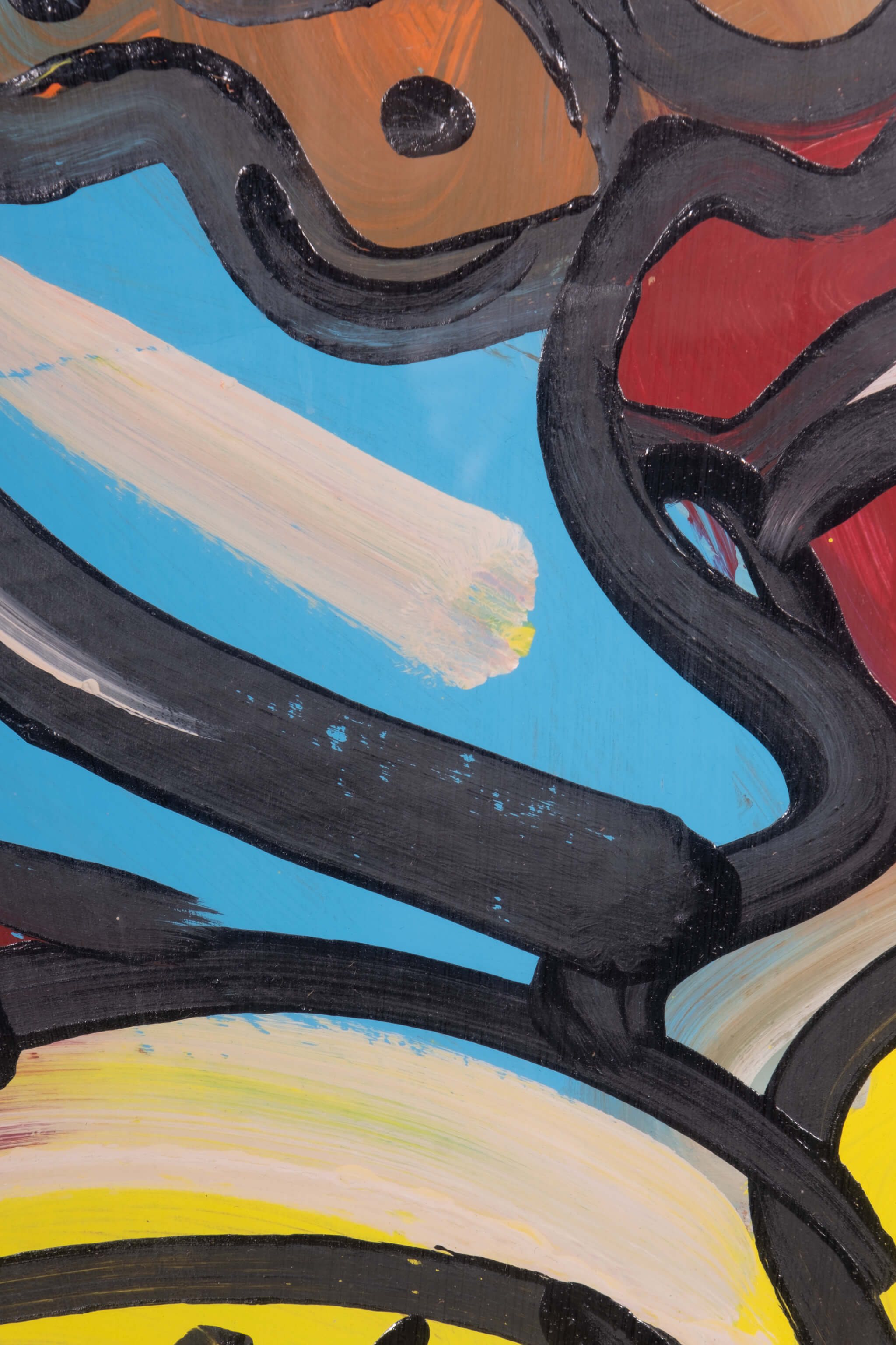 Abstract Portrait in Primaries, Burled Wood Frame