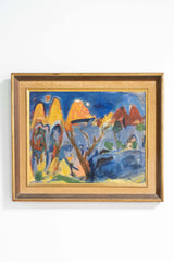 Abstract Oil Painting in Gold and Wood Frame