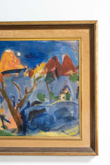 Abstract Oil Painting in Gold and Wood Frame