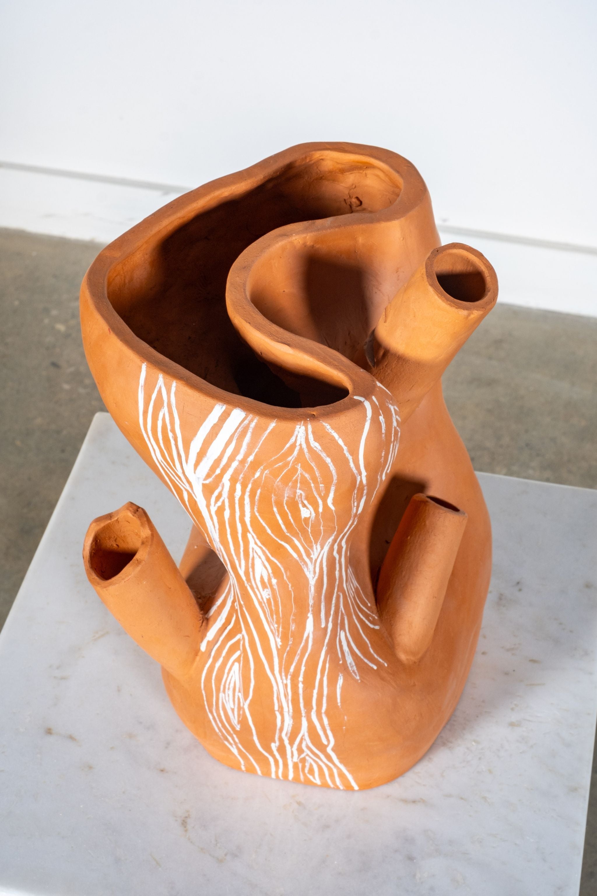 Abstracted and Painted Studio Pottery Vessel