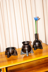 Aged Bronze Beton Vase Set