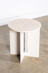 Androgyne Side Table - White Metal Frame with Stone Top
