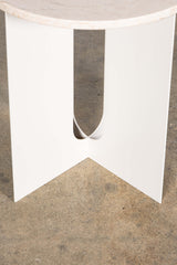 Androgyne Side Table - White Metal Frame with Stone Top