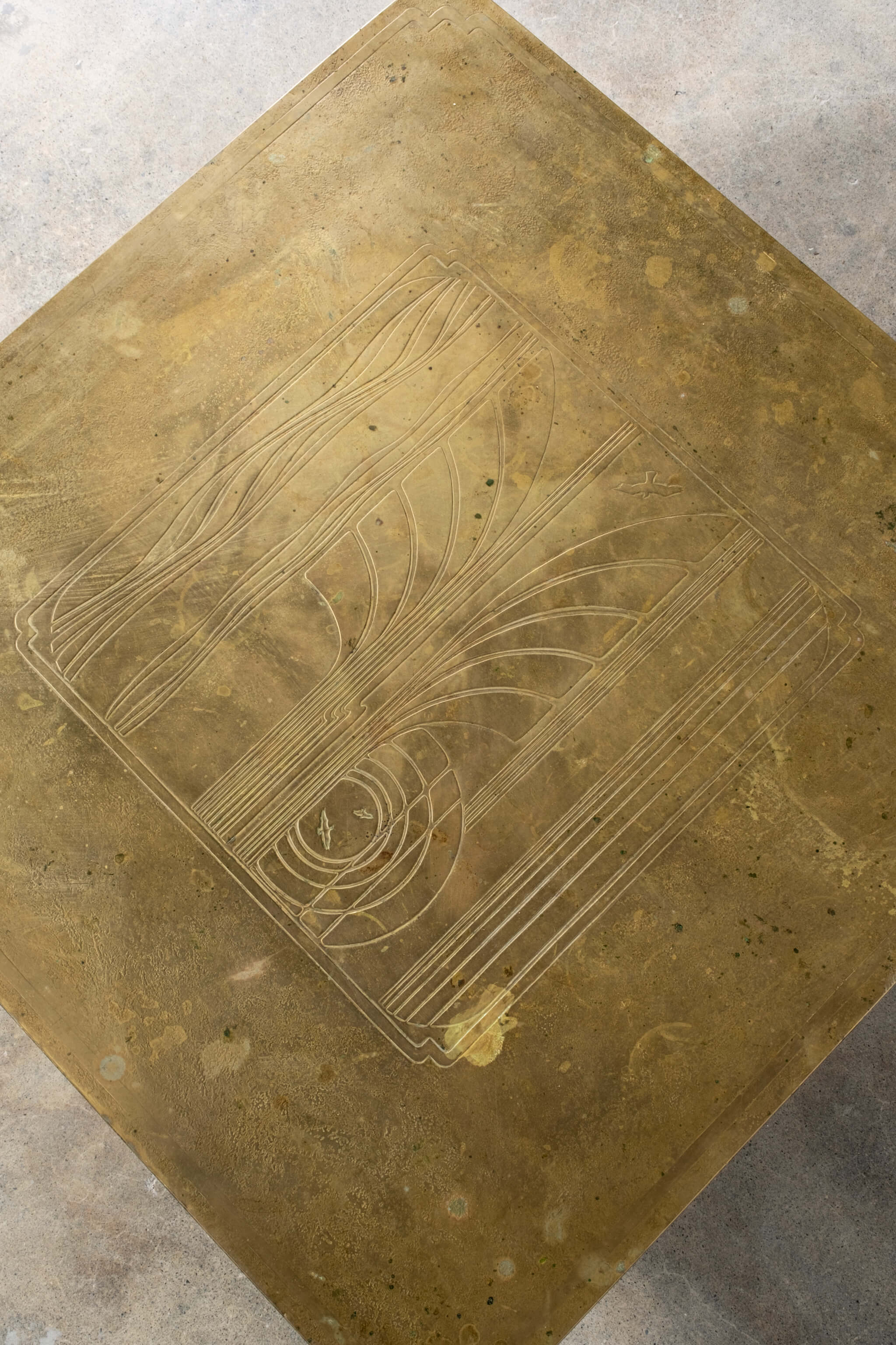 Art Nouveau Brass Top Coffee Table