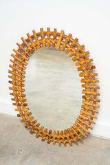 Bamboo Oval Wall Mirror, 1960s