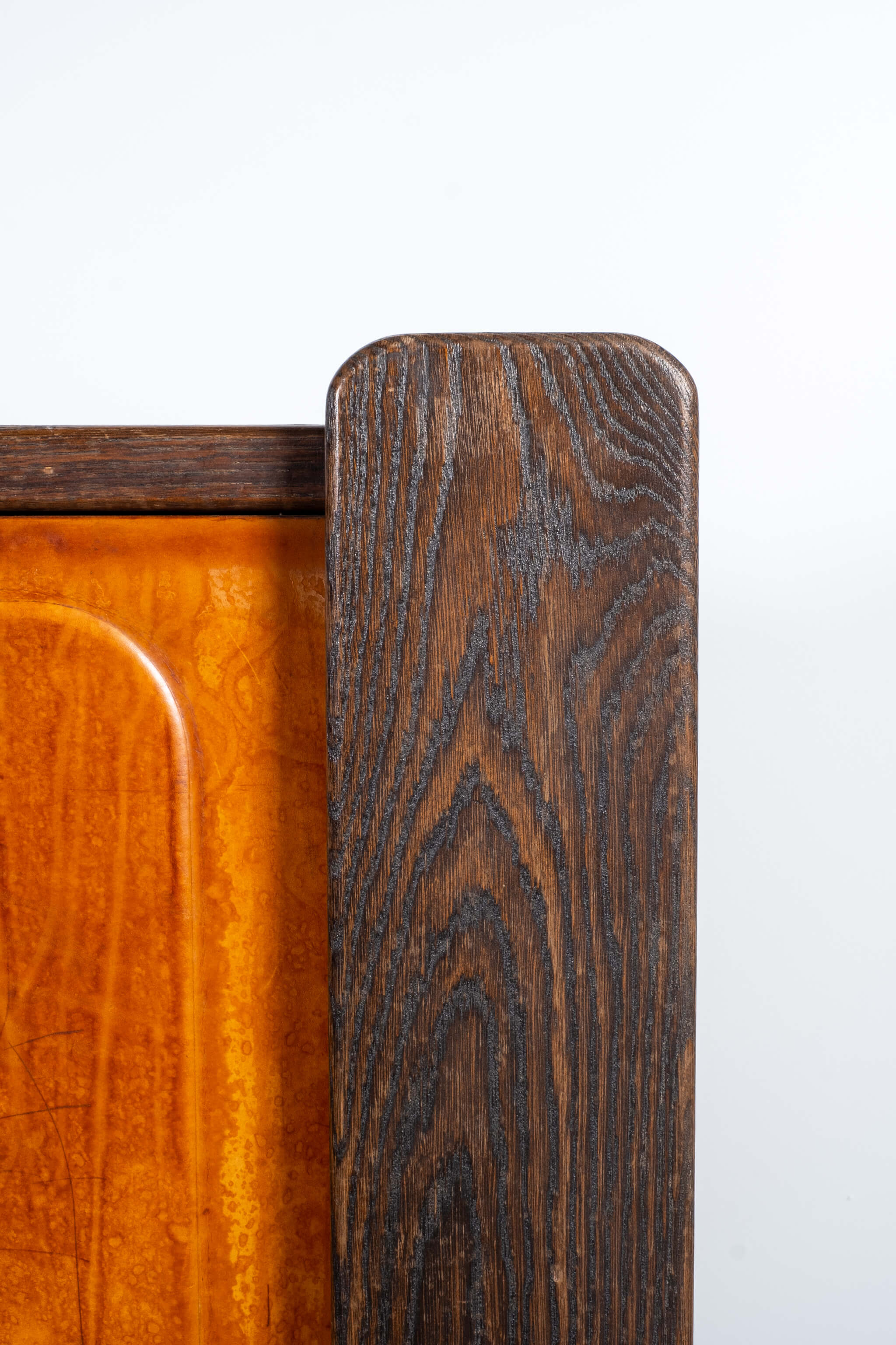 Brutalist Leather-Front Cabinet
