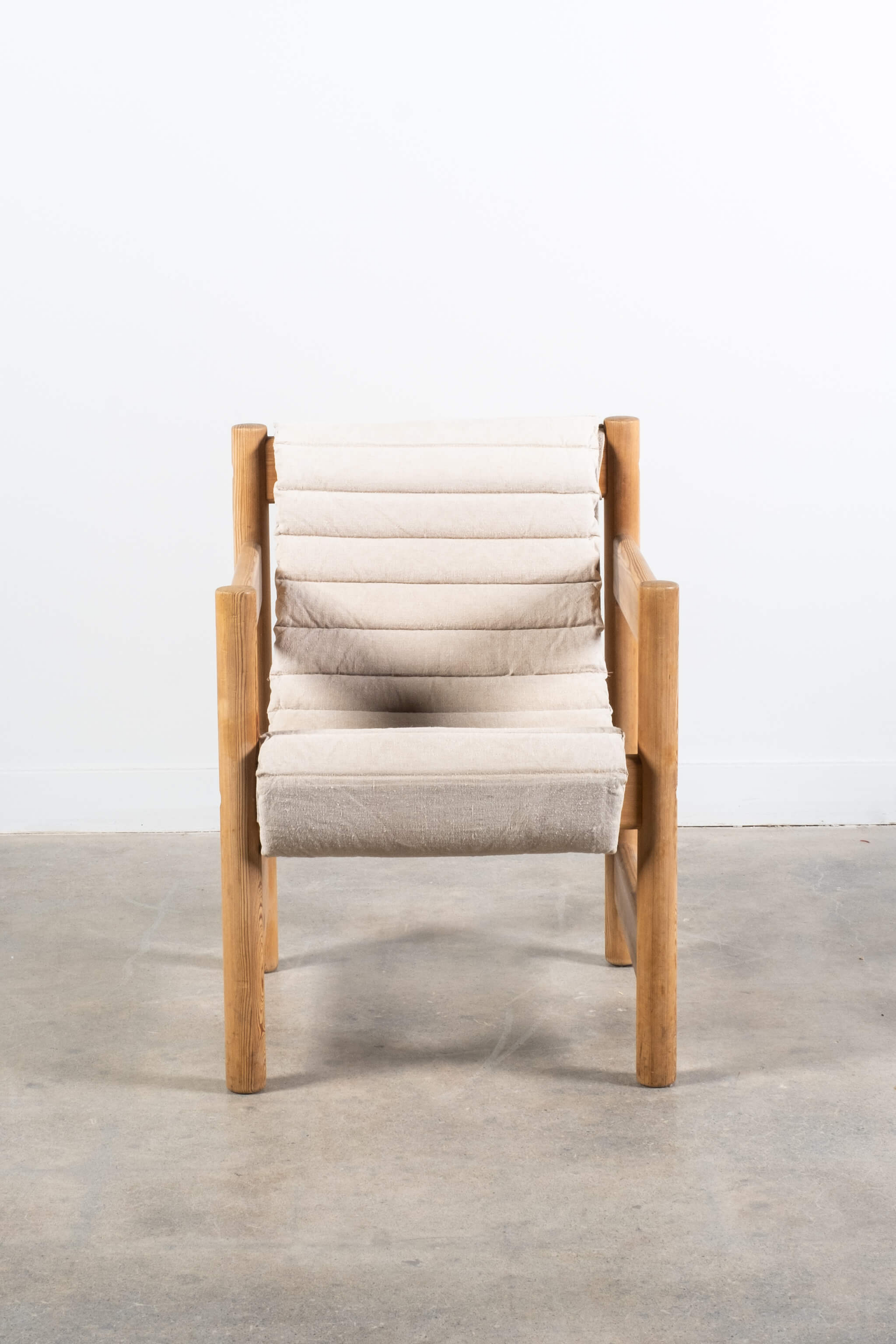 Belgian Pine Chair with Vintage Linen Sling Seat