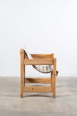 Belgian Pine Chair with Vintage Linen Sling Seat