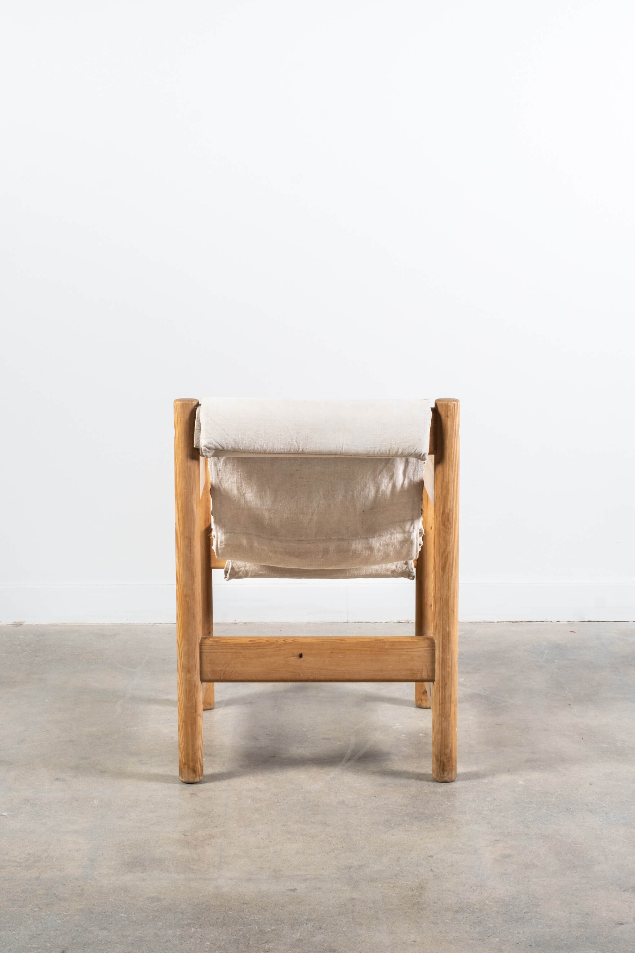 Belgian Pine Chair with Vintage Linen Sling Seat