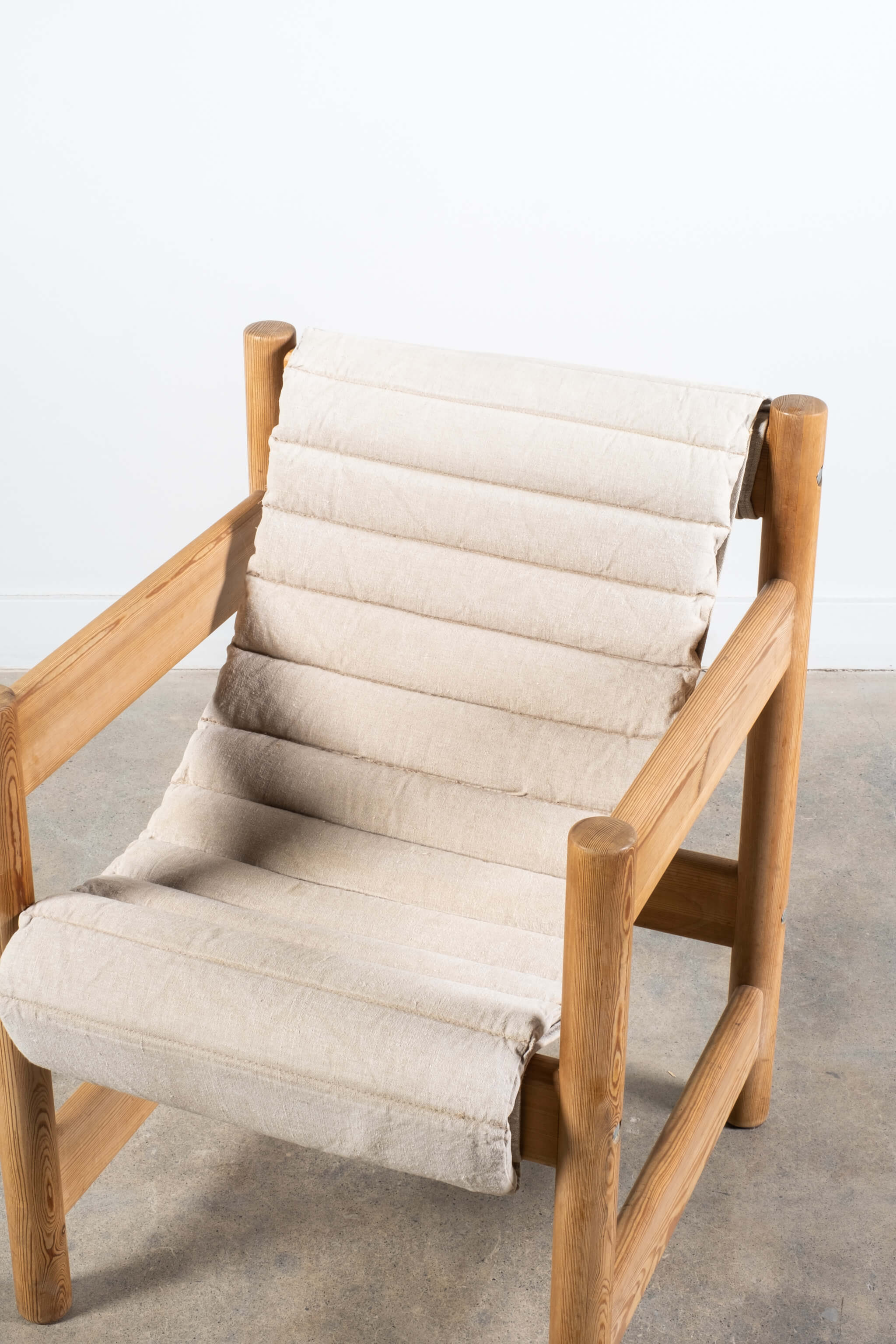 Belgian Pine Chair with Vintage Linen Sling Seat