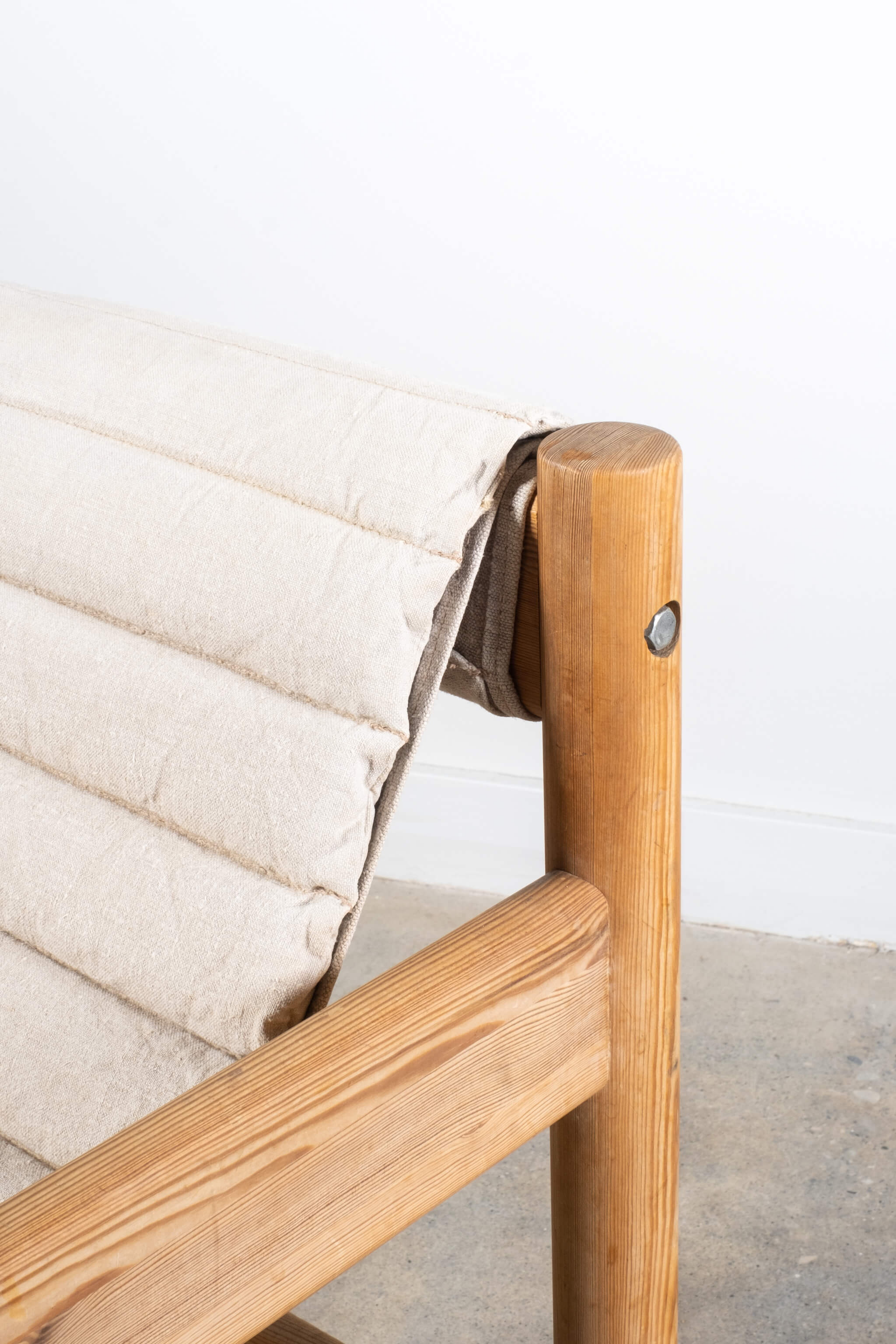 Belgian Pine Chair with Vintage Linen Sling Seat