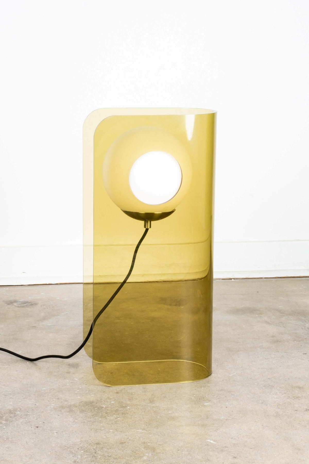 Bent Acrylic and Glass Globe Lamp - Amber