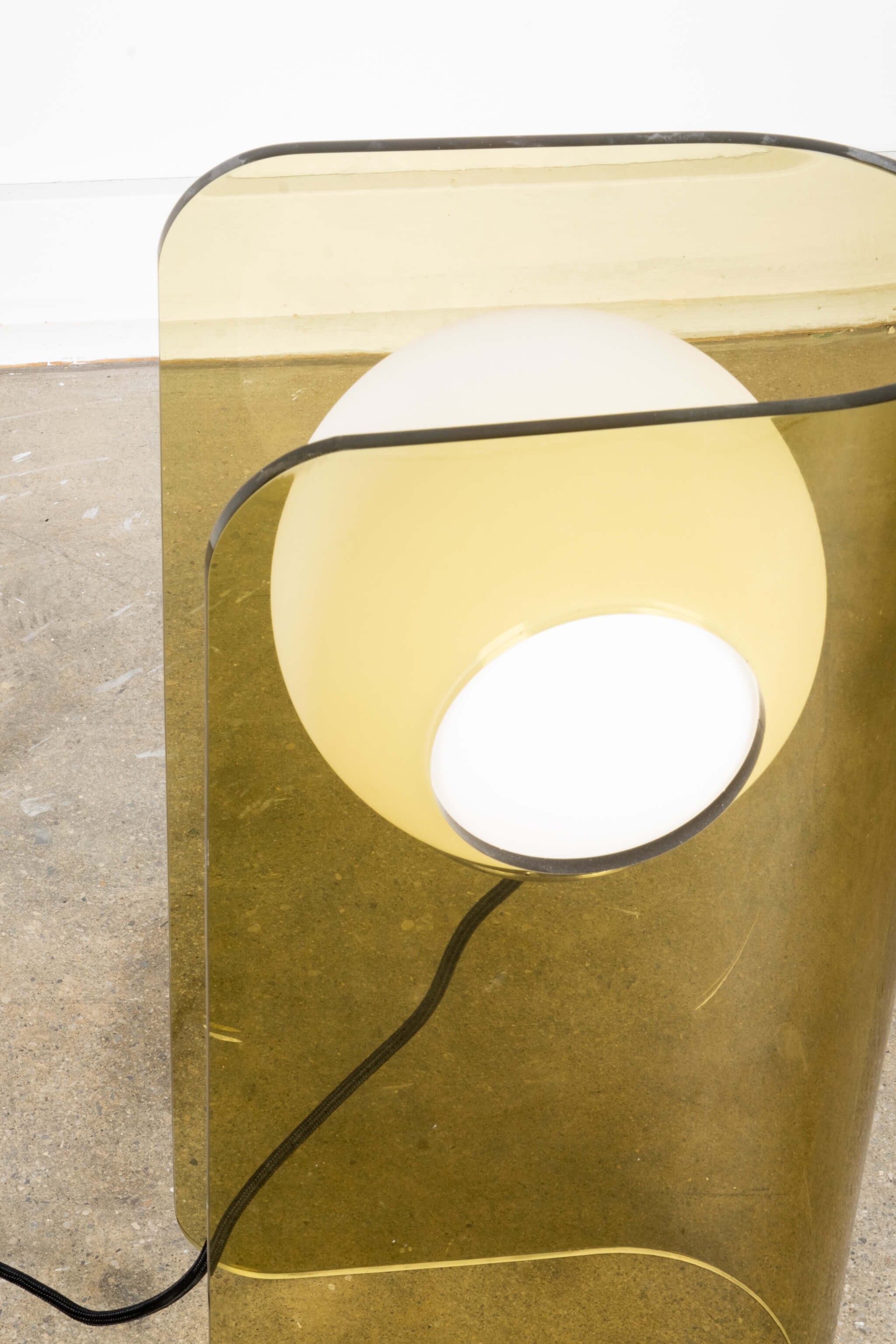 Bent Acrylic and Glass Globe Lamp - Amber