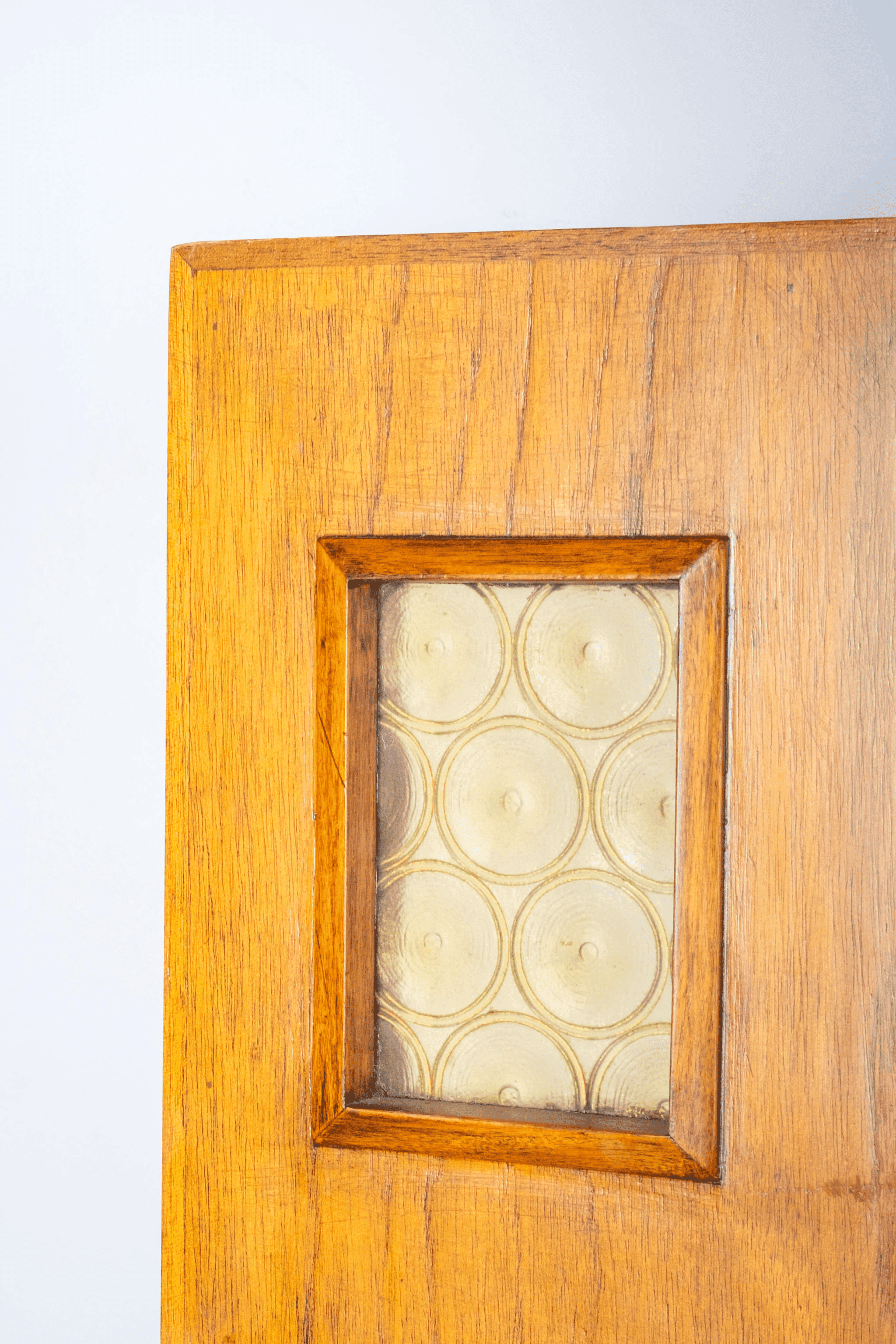 Biombo' 1950s Wood Screen with Glass Inlays