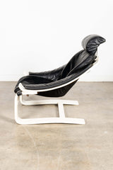 Kroken' Black Leather Lounge Chair