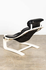 Kroken' Black Leather Lounge Chair