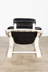 Kroken' Black Leather Lounge Chair
