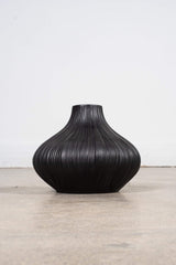 Black Rippled Ceramic Vase