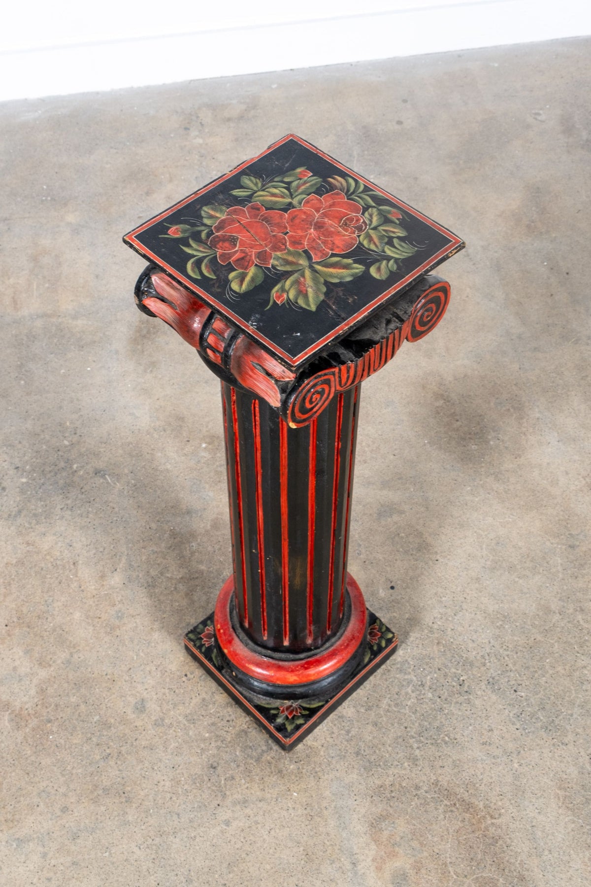 Black and Red Painted Pedestal