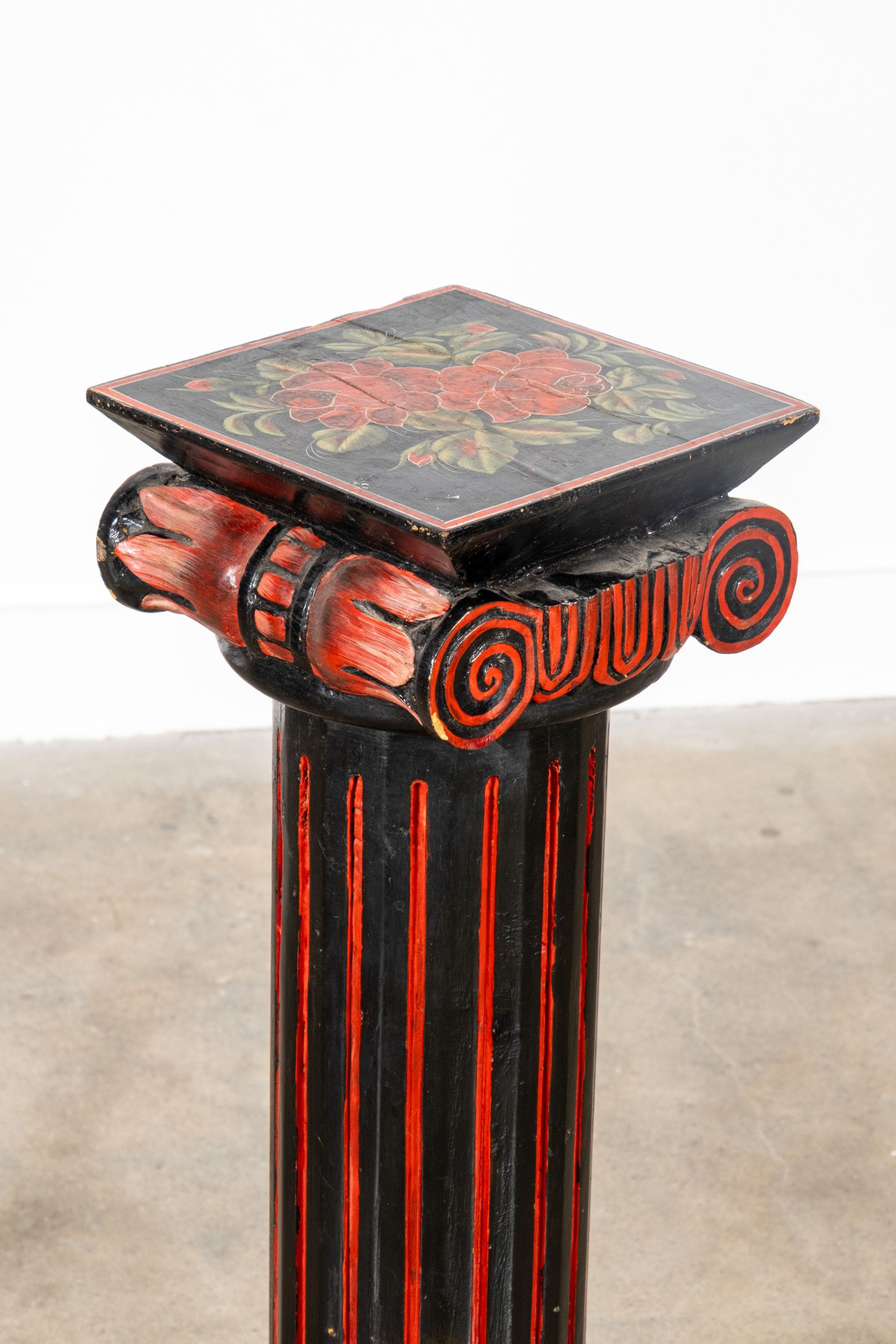Black and Red Painted Pedestal