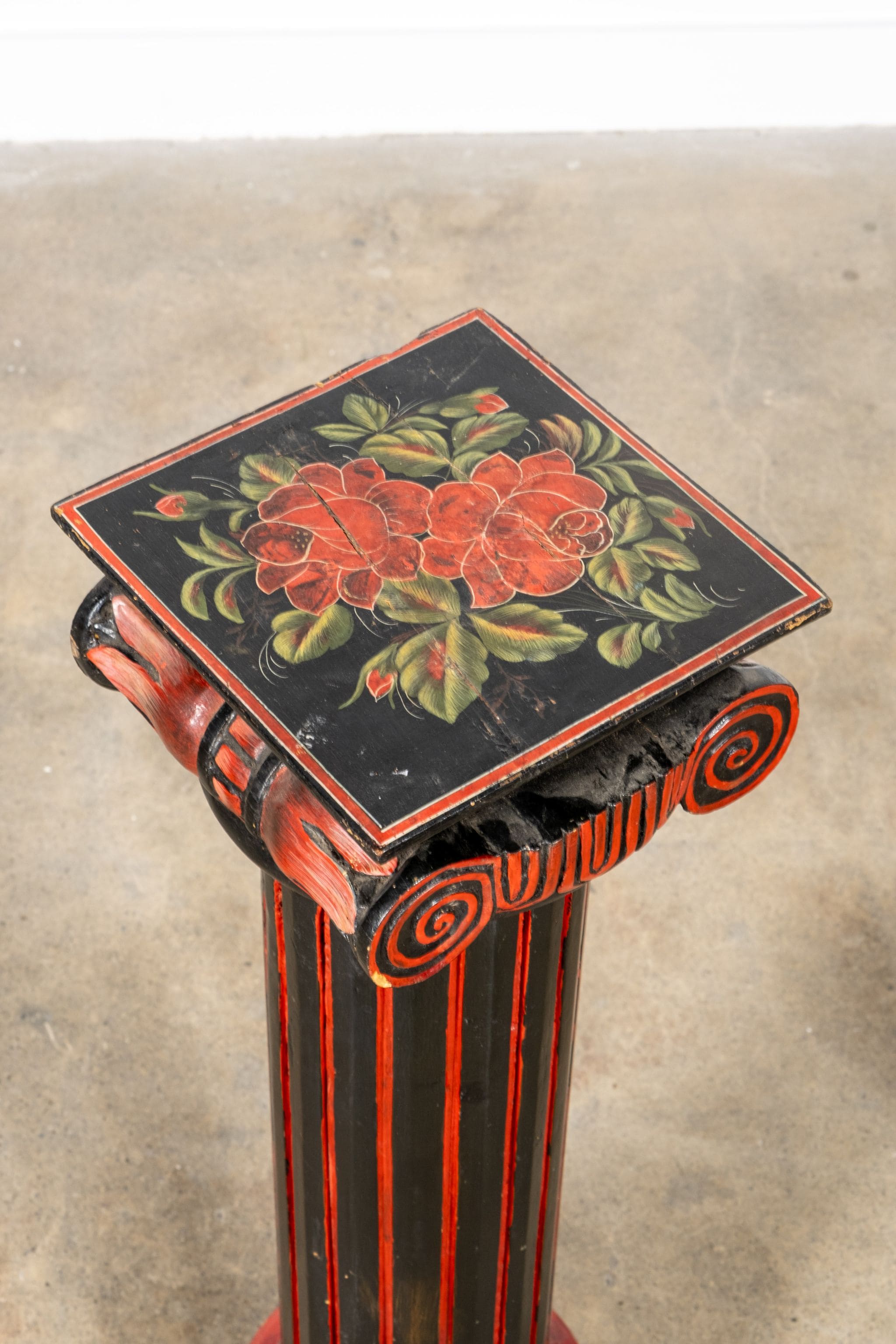 Black and Red Painted Pedestal