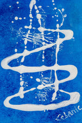 Blue and White Drip Painting
