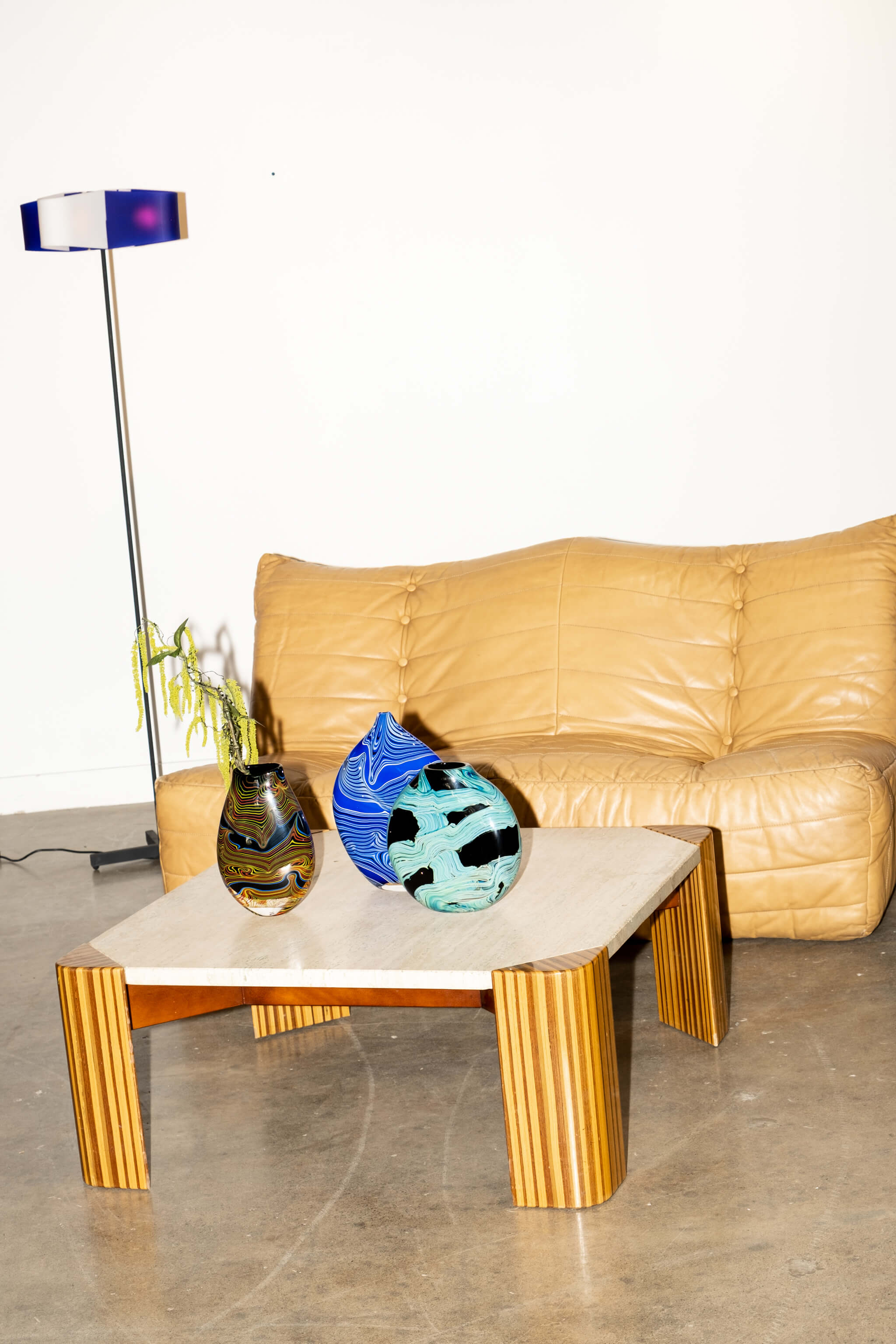 Assia' Floor Lamp, Blue and White
