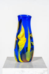 Blue and Yellow Glass Vase