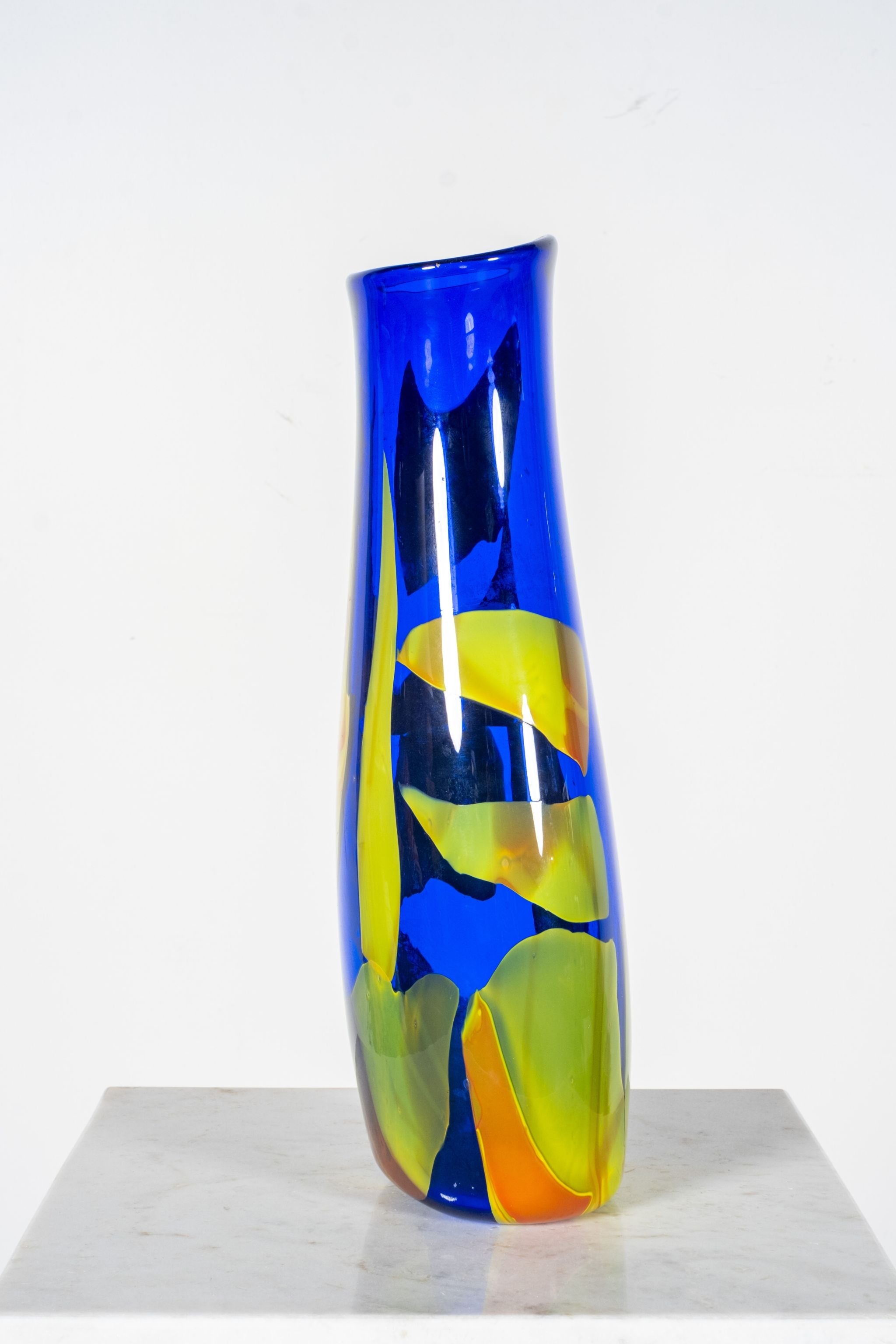 Blue and Yellow Glass Vase