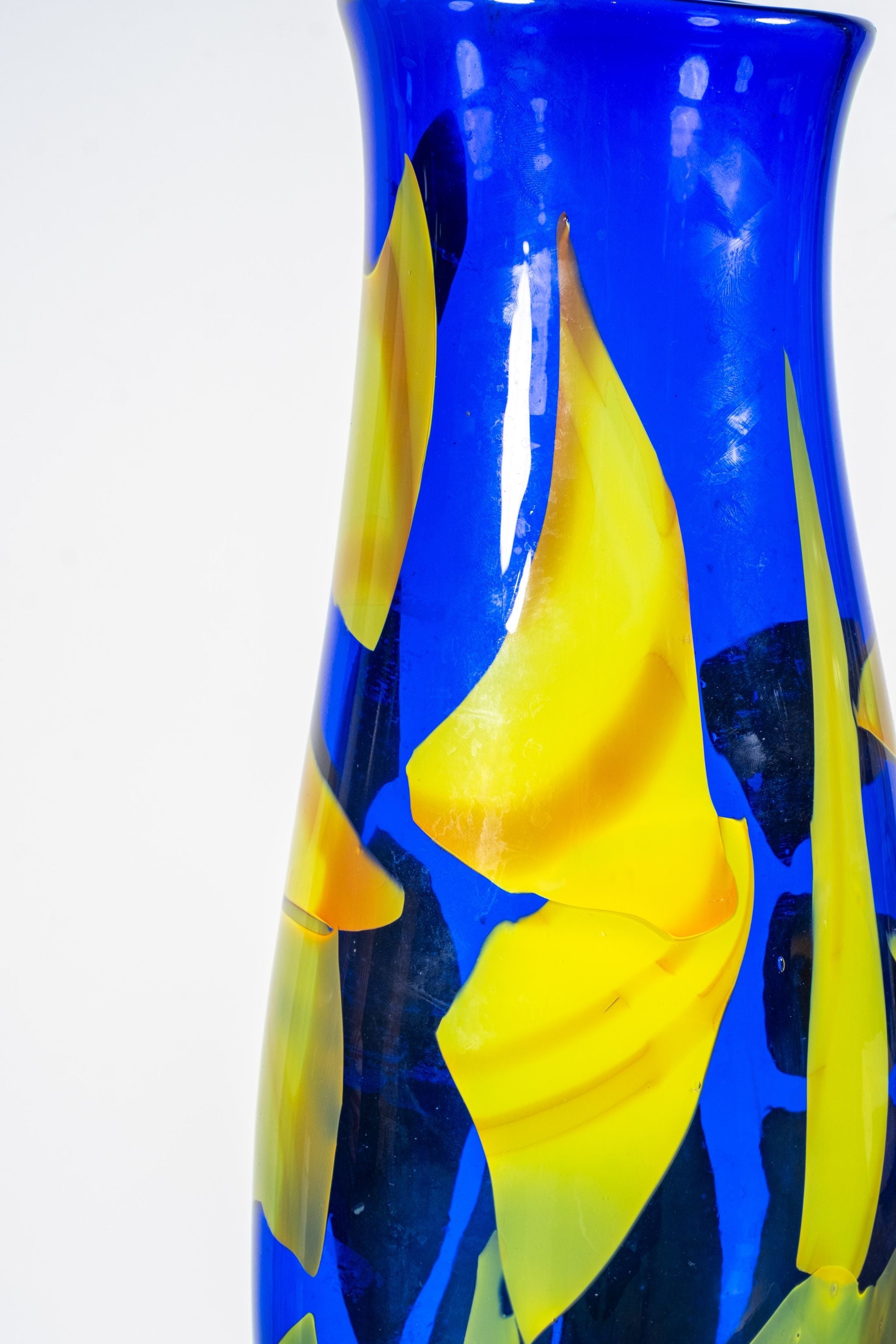 Blue and Yellow Glass Vase
