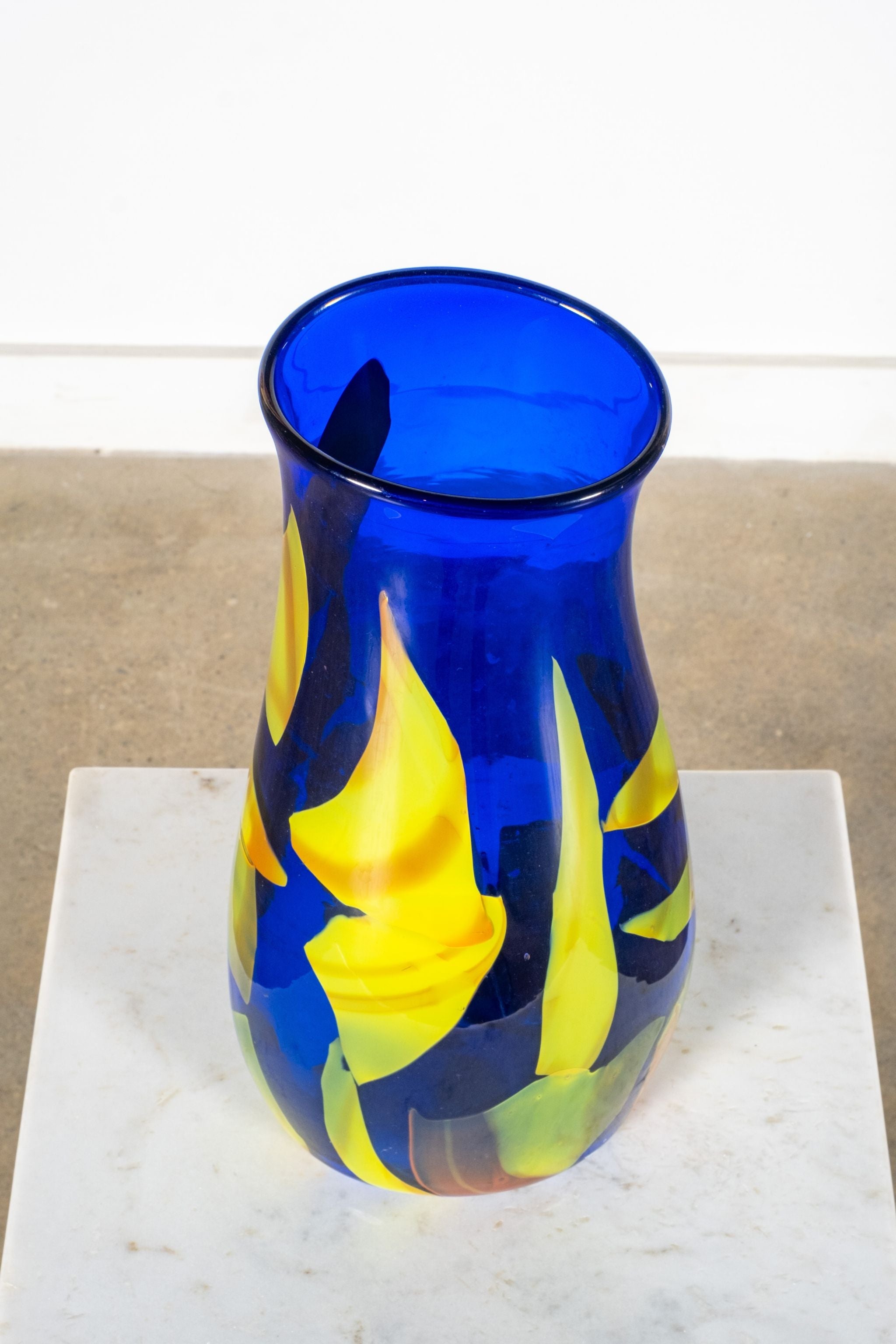 Blue and Yellow Glass Vase