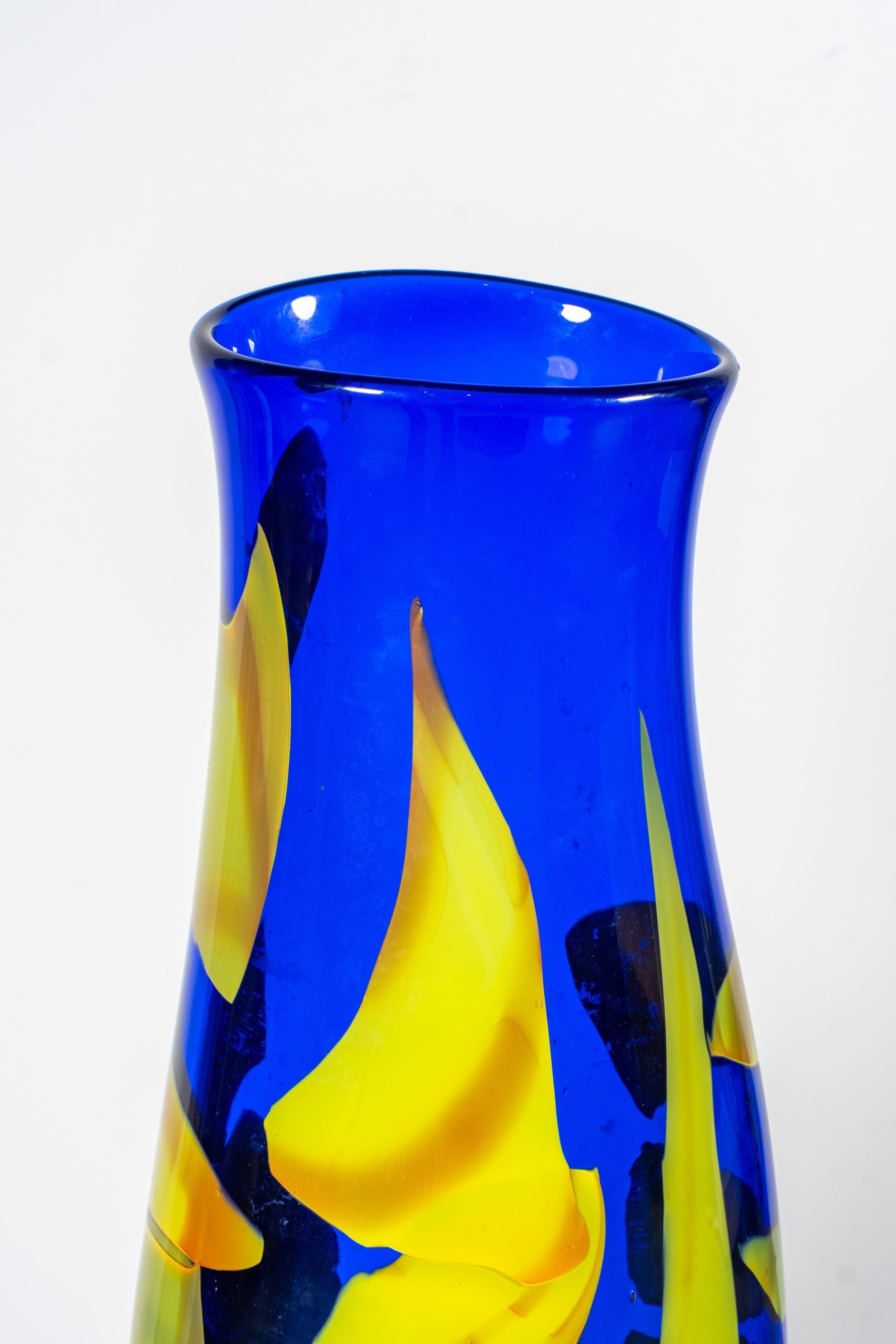 Blue and Yellow Glass Vase