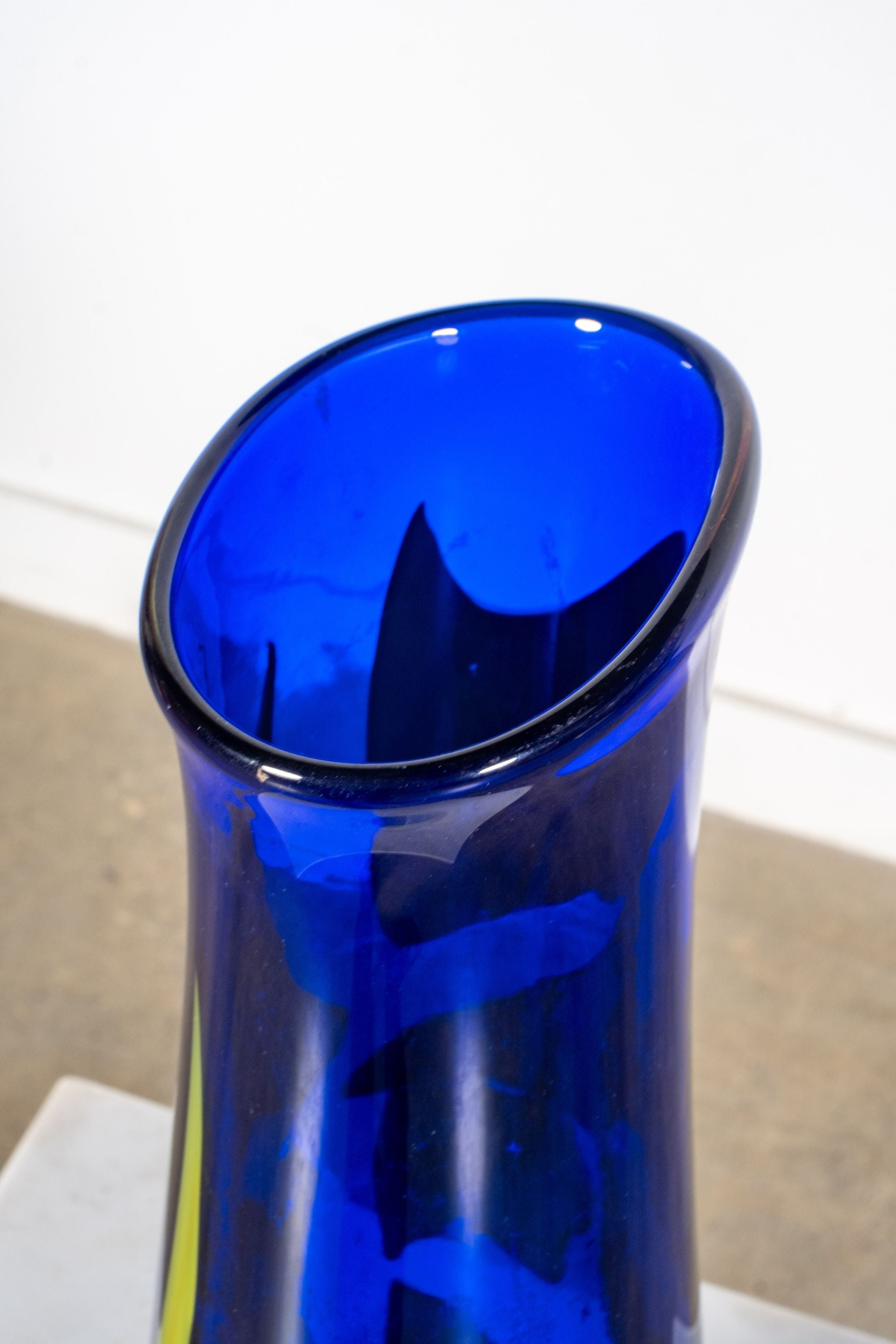 Blue and Yellow Glass Vase