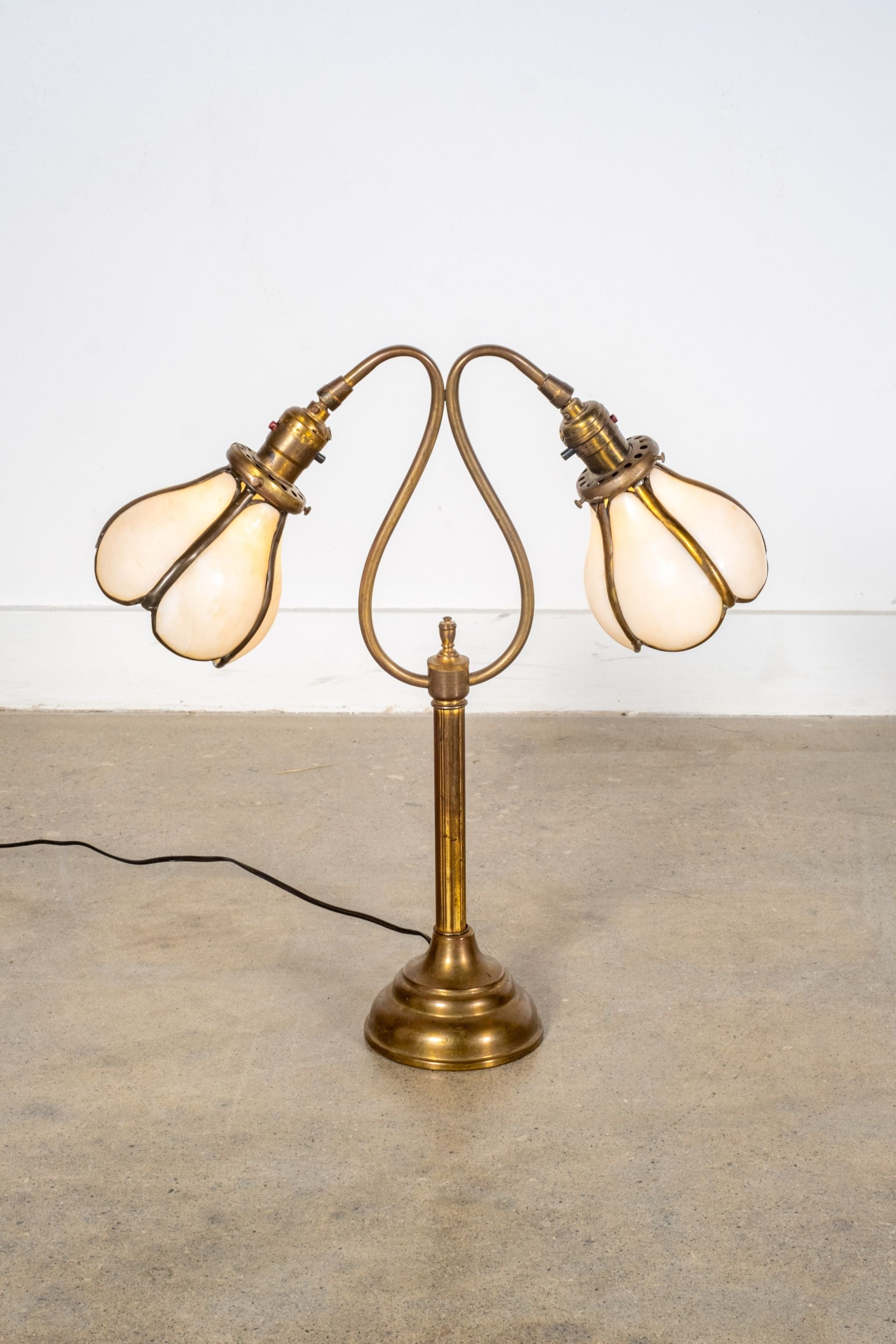 Brass Lamp with Glass Shades