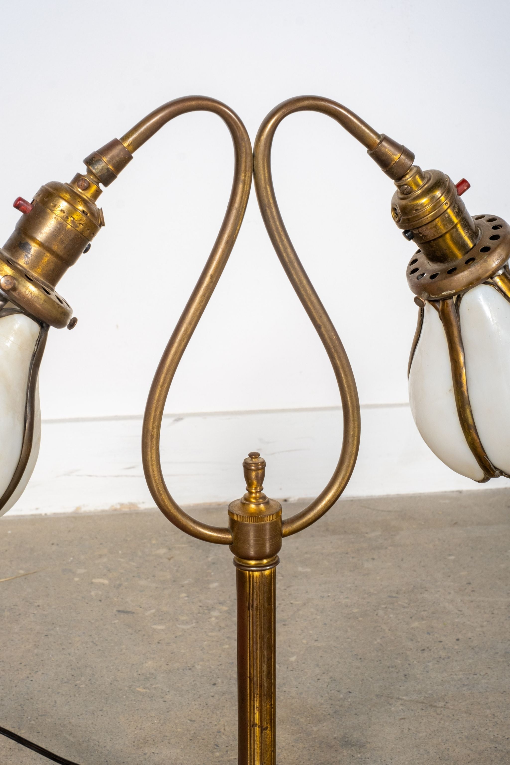 Brass Lamp with Glass Shades