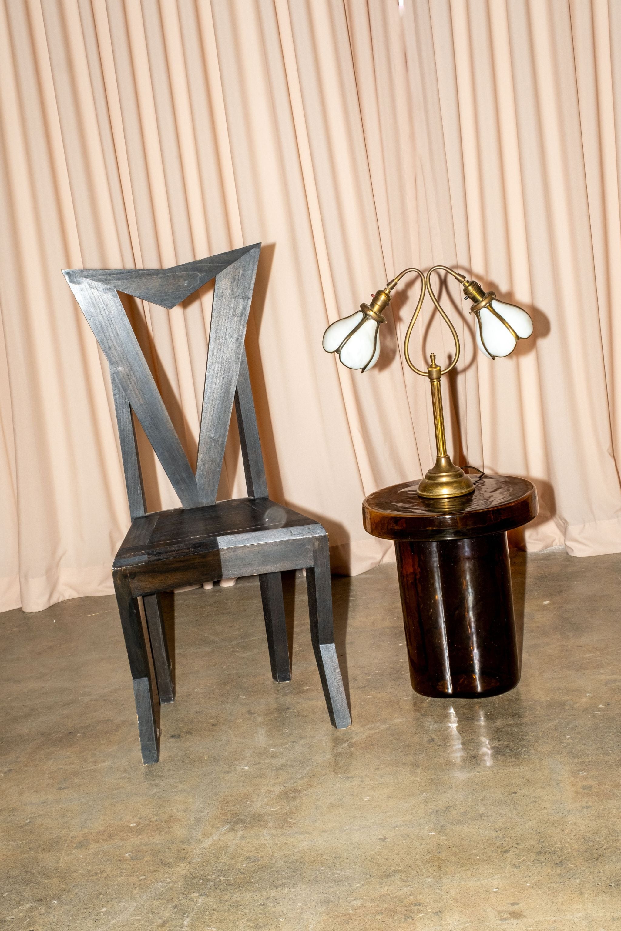 Brass Lamp with Glass Shades