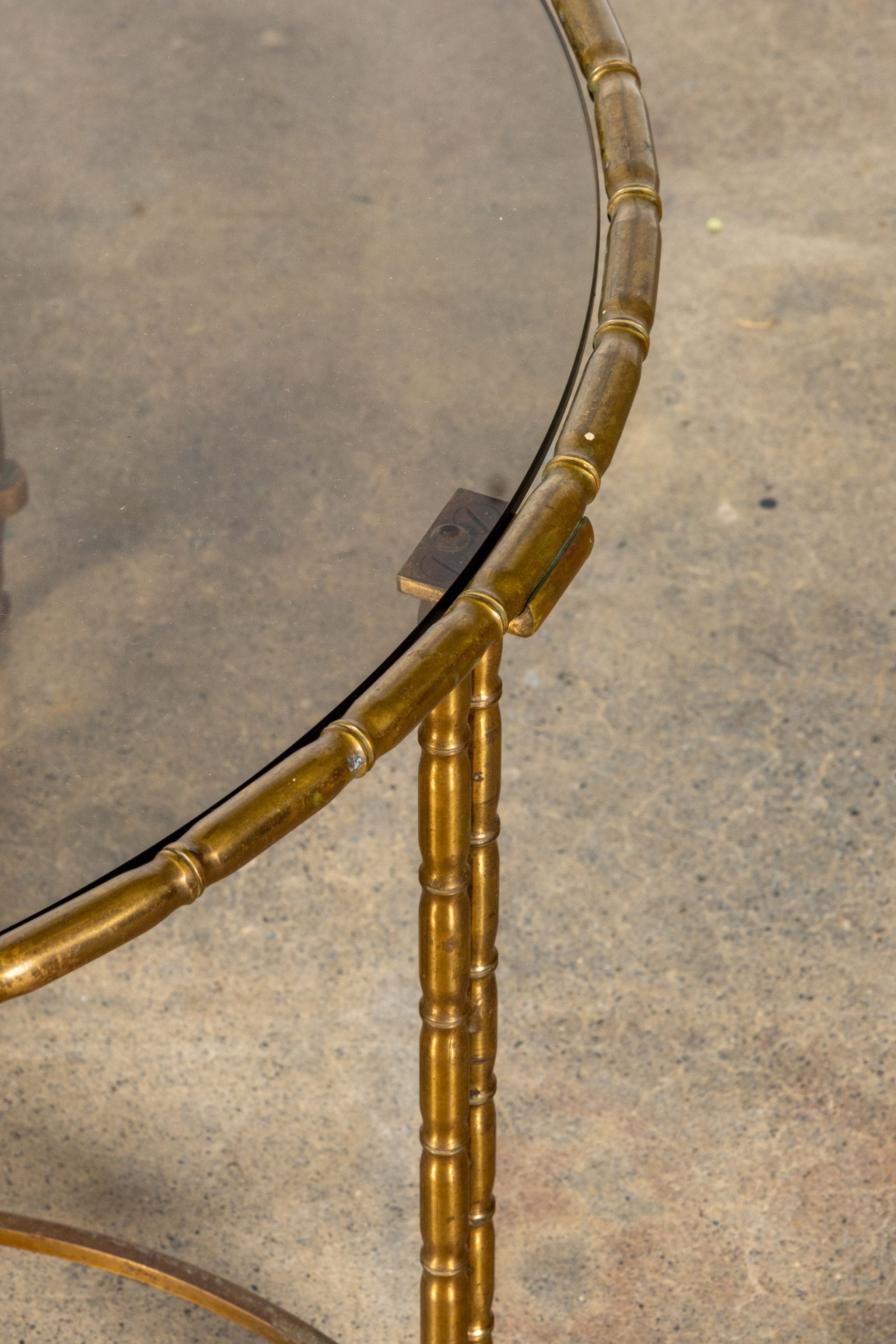 Brass Coffee Table with Smoked Glass Top