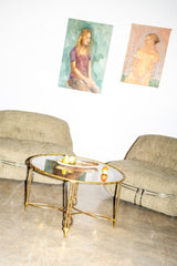Brass Coffee Table with Smoked Glass Top