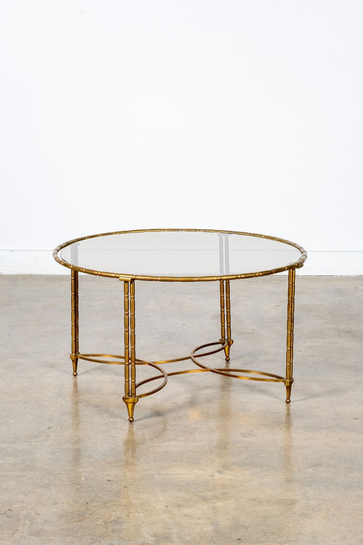 Brass Coffee Table with Smoked Glass Top