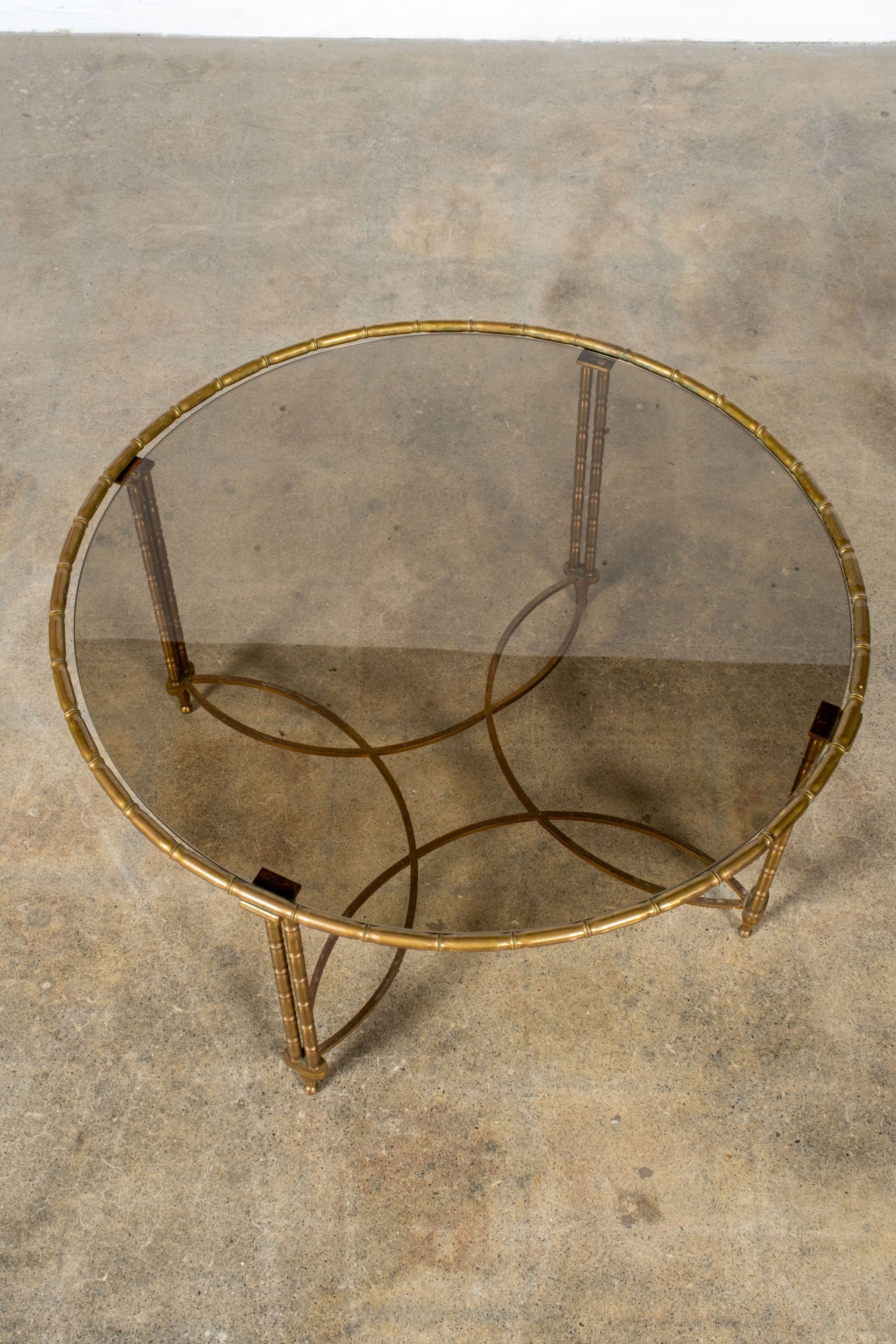 Brass Coffee Table with Smoked Glass Top
