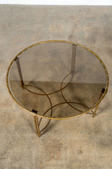 Brass Coffee Table with Smoked Glass Top