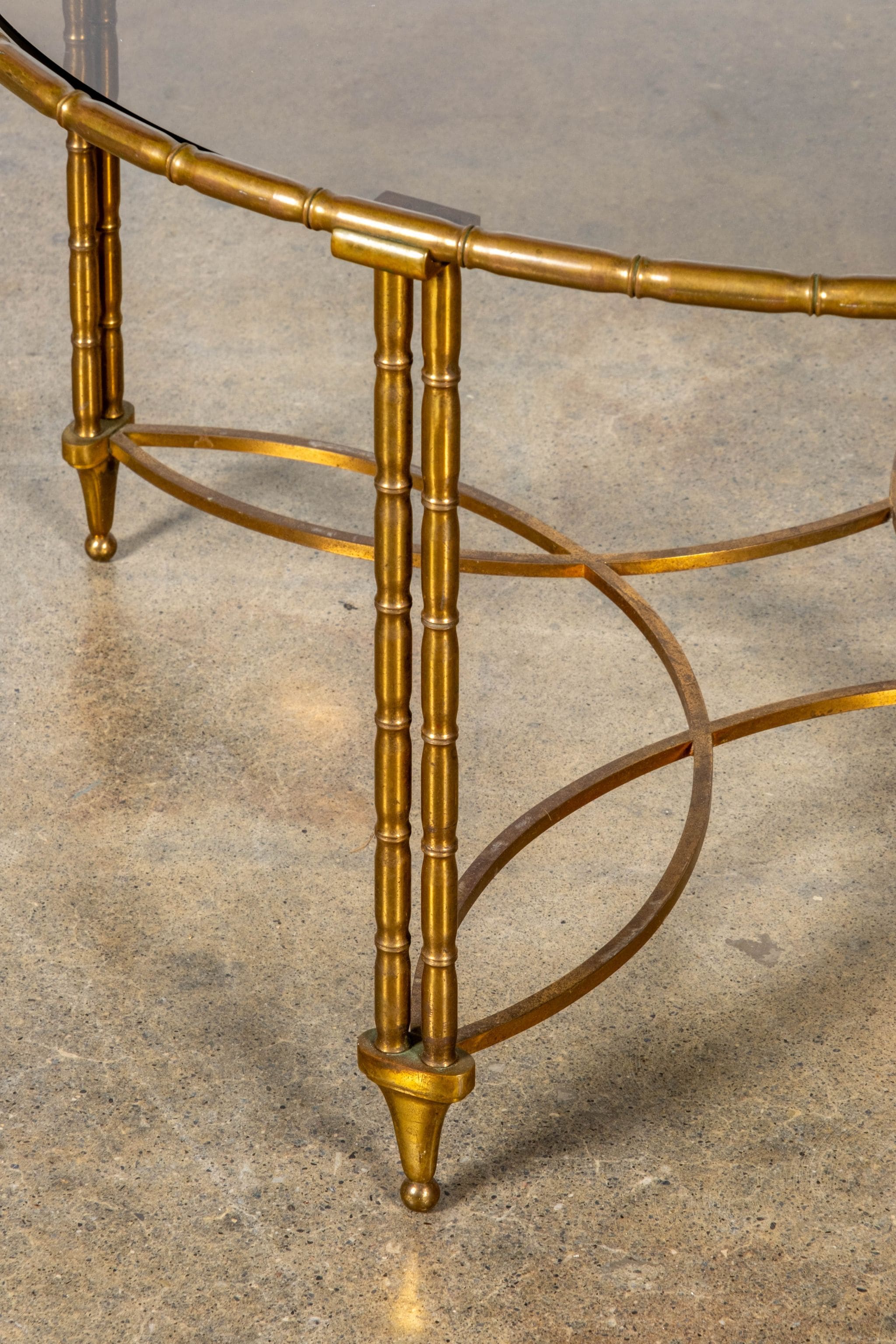 Brass Coffee Table with Smoked Glass Top