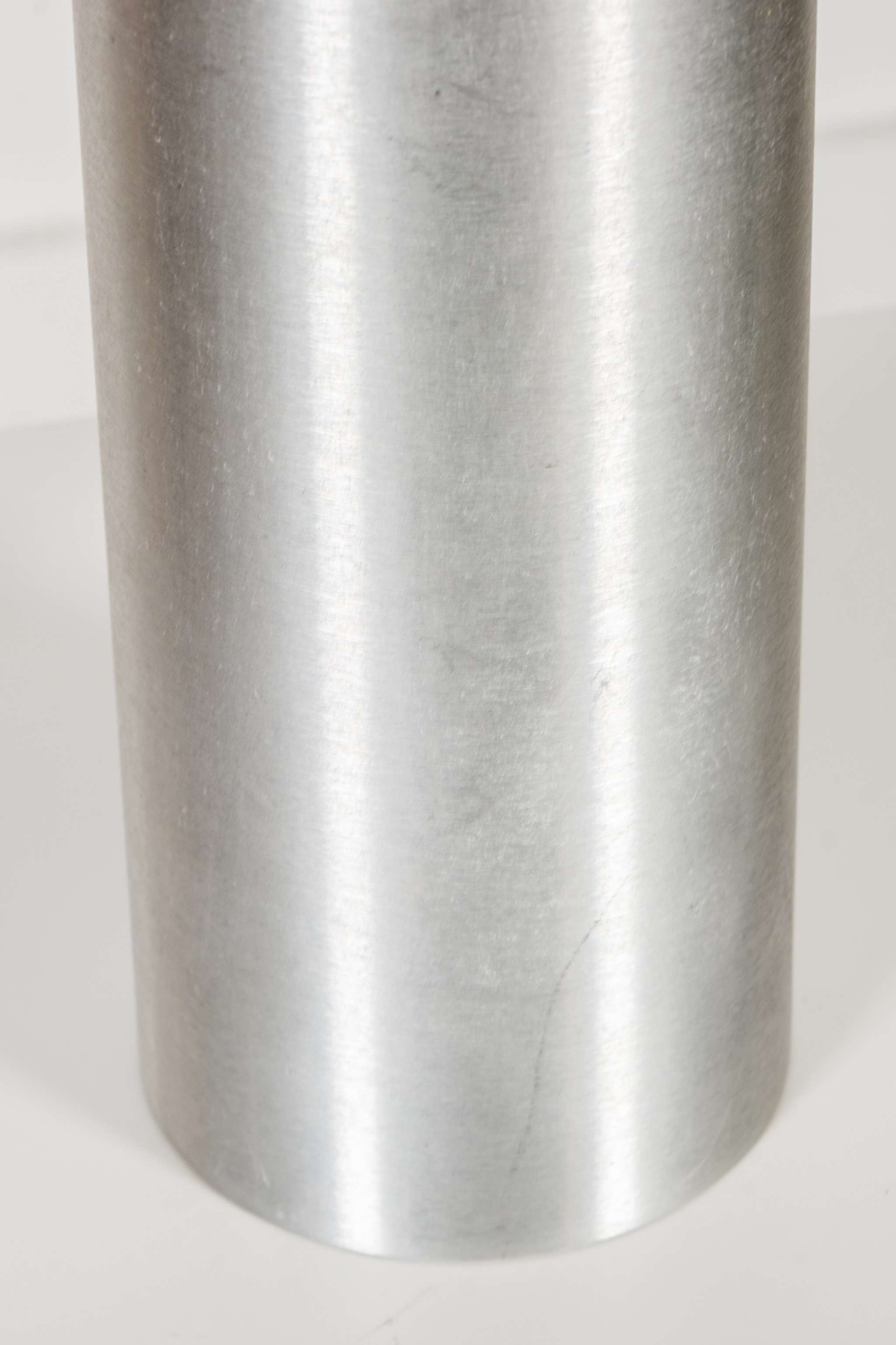 Brushed Stainless Steel Table Lamp, Tall